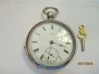 Waltham 18 sz Coin Silver William Ellery Key Wind Pocket Watch 3