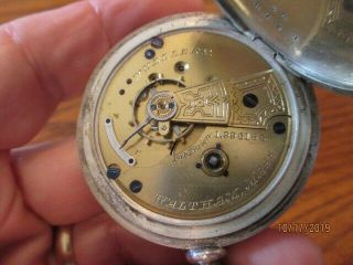 Waltham 18 sz Coin Silver William Ellery Key Wind Pocket Watch 5