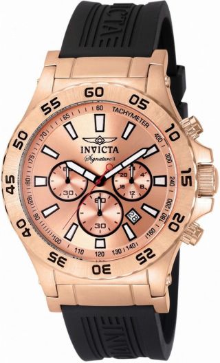 Invicta Signature Ii 7445 Men Round Rose Gold Tone Chronograph Date Analog Watch