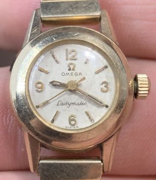 Vintage 14k Gold Filled Omega Ladymatic Cal.  445 17 Jewel Ladies Automatic Watch
