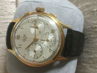 Extremely Rare Early Heuer Pre Carrera Valjoux 72 Chronograph Watch 1945 - 2443