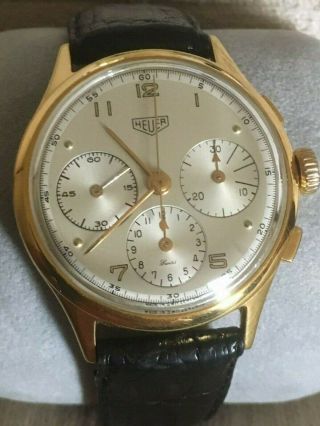 Extremely Rare Early Heuer Pre Carrera Valjoux 72 Chronograph Watch 1945 - 2443 6