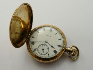 Vintage 1922 Elgin Usa Gold Filled Gents Full Hunter Pocket Watch