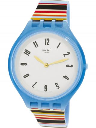 Swatch Skinstripes Svul100 Blue Silicone Swiss Quartz Fashion Watch