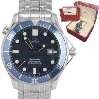 Omega Seamaster Professional 300m Blue Red Wave Quartz 41mm Watch 2221.  80