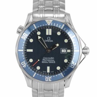 Omega Seamaster Professional 300M Blue Red Wave Quartz 41mm Watch 2221.  80 8