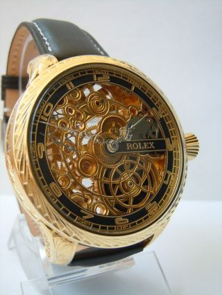 Rolex Switzerland Watch Mens Skeleton Engraving Wristwatch