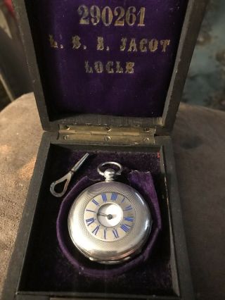19thc.  Sugasti Copenhagen Antique Key Wind Pocket Watch Sterling Silver