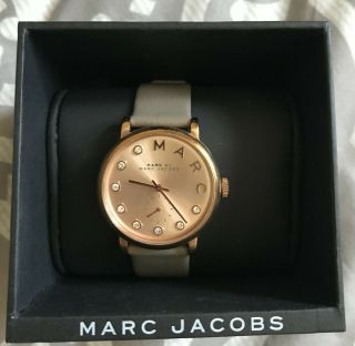 Marc Jacobs Baker Mbm1269 Wrist Watch For Women Rose Gold 36mm Gray Band
