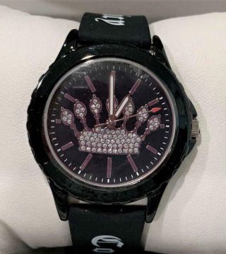 Juicy Couture Black Label Watch Glitter Crown W/ Silicone Strap Nwt