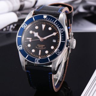 41MM Corgeut blue Bezel Black Bay Sapphire Glass Luminous Automatic mens Watch.  A 2