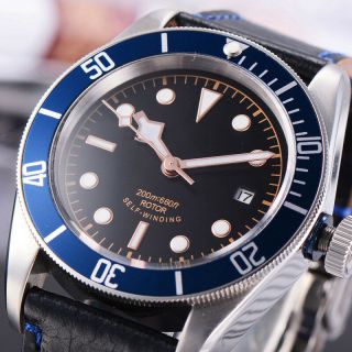 41MM Corgeut blue Bezel Black Bay Sapphire Glass Luminous Automatic mens Watch.  A 5
