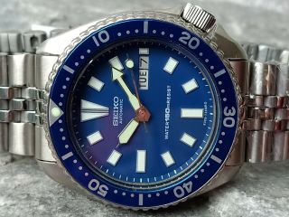 Vintage Seiko Scuba Diver 6309 - 7290 Blue Face Automatic Mens Watch 811401
