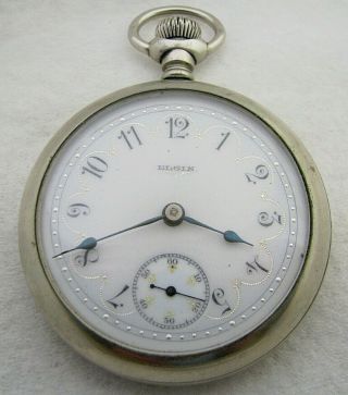 Antique 18s Elgin Grade 208 7j Fancy Dial Pocket Watch