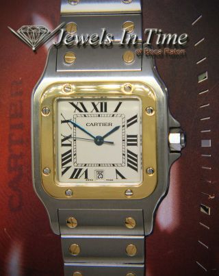 Cartier Santos Galbee 18k Yellow Gold/Steel Silver Roman Dial 29mm Watch 1566 2
