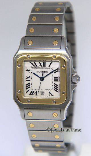 Cartier Santos Galbee 18k Yellow Gold/Steel Silver Roman Dial 29mm Watch 1566 3