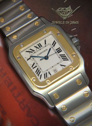 Cartier Santos Galbee 18k Yellow Gold/Steel Silver Roman Dial 29mm Watch 1566 4