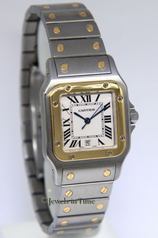 Cartier Santos Galbee 18k Yellow Gold/Steel Silver Roman Dial 29mm Watch 1566 8