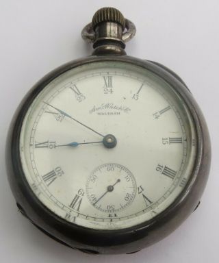 Rare Antique Waltham Coin Silver Cased Open Faced Pocket Watch C.  1888 A/f