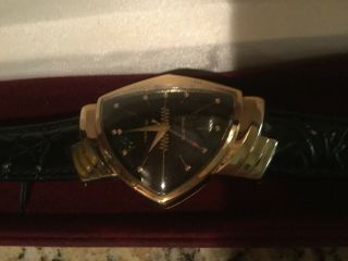 Vintage Asymmetrical 14k Yellow Gold Hamilton 500 Ventura Electric Wrist Watch