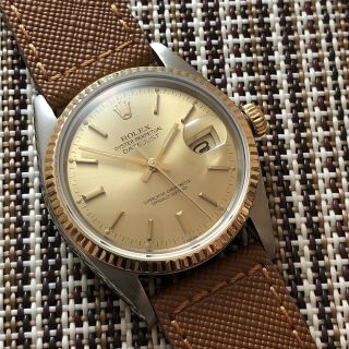 Stunning Rolex Datejust Steel Yellow Gold Sunburst Dial Vintage Mens Watch 16013 2