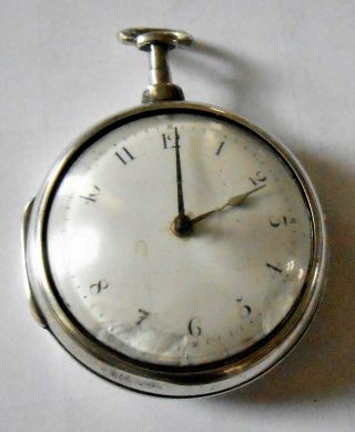 Antique Pair Case Silver Fusee Pocket Watch,  London,  1830,  Collins