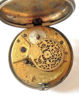 Antique Pair Case Silver Fusee Pocket Watch,  London,  1830,  Collins 7