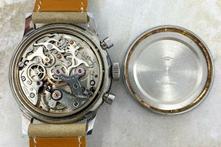 Vintage Gallet MultiChron Pilot Chronograph Wristwatch Valjoux 72 38mm Steel NR 10