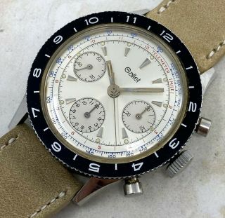 Vintage Gallet MultiChron Pilot Chronograph Wristwatch Valjoux 72 38mm Steel NR 2