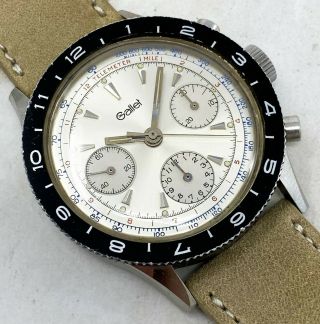 Vintage Gallet MultiChron Pilot Chronograph Wristwatch Valjoux 72 38mm Steel NR 3