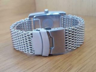 Mens XXL Art - Deco Tank Style Emporio Armani AR - 0145 Silver Bracelet Gents Watch 6