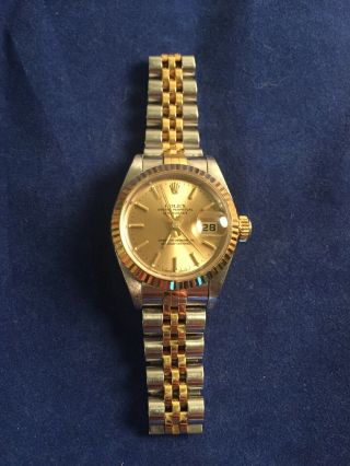 Vintage Rolex Datejust Lady 2tone 14k Gold Stainless Steel Watch 6917