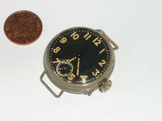 Antique WW1 Large Trench Wrist Watch.  Will Tick. 2