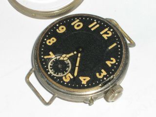 Antique WW1 Large Trench Wrist Watch.  Will Tick. 5