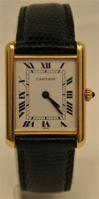 Ladies Cartier Tank Quartz Roman Dial 18k Solid Yellow Gold Wrist Watch B0798
