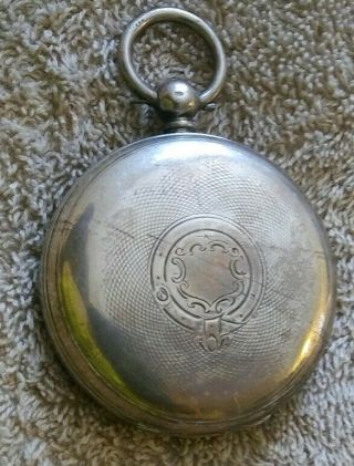1876 London Key Wind Fusee Pocket Watch In A Silver Case.  With Key