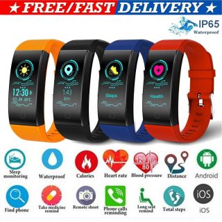 Bluetooth Smart Watch Band Heart Rate Bracelet Fit Bit Us Blood Pressure Monitor
