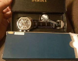 Stauer Mens Gentalmans Wristwatch Watch Leather 27 Jewel Automatic 22653