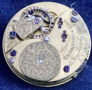 FREESPRUNG R.  H.  HALFORD & Sons SMALL HUNTER Pocket Watch Movement 32.  72mm 2