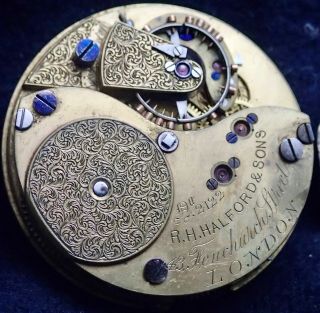 FREESPRUNG R.  H.  HALFORD & Sons SMALL HUNTER Pocket Watch Movement 32.  72mm 4