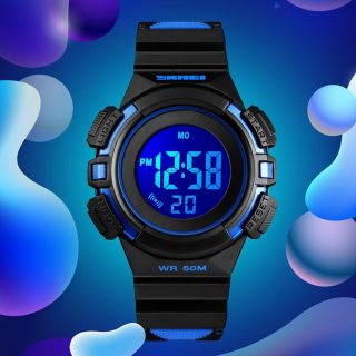 SKMEI Kids Boy Girl Sport Digital Waterproof LED Timer Alarm Digital Wrist Watch 2