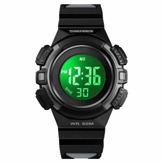 SKMEI Kids Boy Girl Sport Digital Waterproof LED Timer Alarm Digital Wrist Watch 3