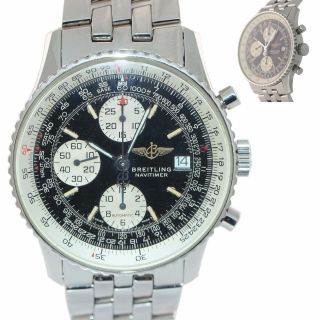 Breitling Old Navitimer Ii Chronograph Black Stick Steel 41.  5mm A13022 Watch