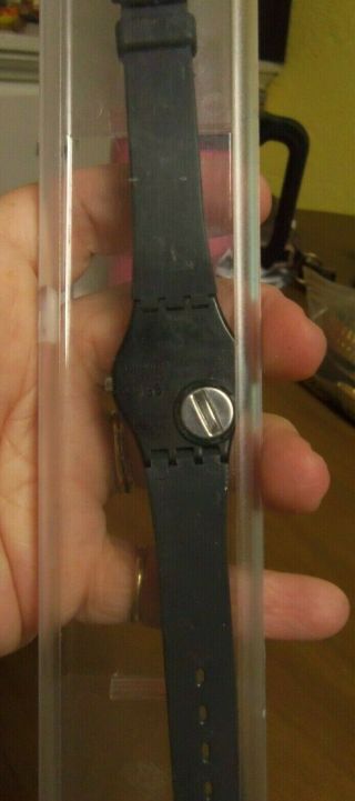 Vintage 80s Swatch Watch 755 Black with Bling Stones - NOS 4