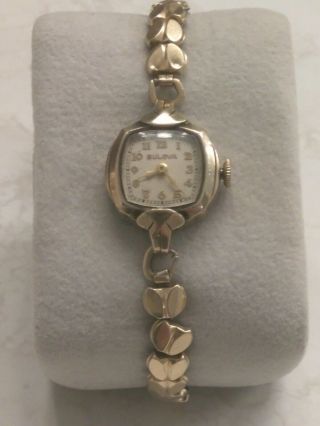 Vintage Ladies Mechanical Bulova Watch Swiss Made 17 Jewel 10k Rolled Gold Plate