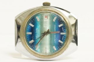 Nelson De Luxe Vintage Swiss Watch From Blue Dial