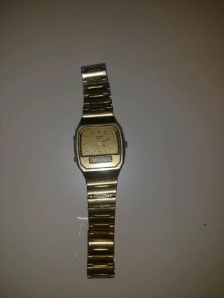 Vintage Mens Seiko 4160 - 3461 Analog / Digital Alarm Wrist Watch Needs Battery