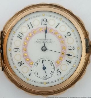 Antique Waltham Fancy Dial Hunter Strong Running Pocket Watch