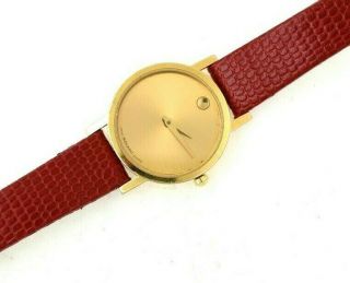 Movado Museum Ladies Swiss Quartz Wrist Watch W/ Red Strap 87.  A1.  832