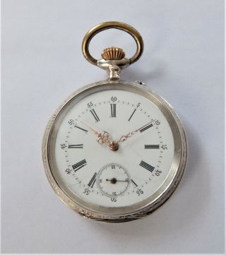 1890 Silver Cased 15 Jewelled Lever Pocket Watch In Order